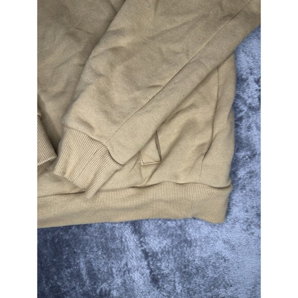 GUESS Los Angeles Half Zip Sweatshirt Small Tan Pullover Embroidered Logo - Picture 3 of 7